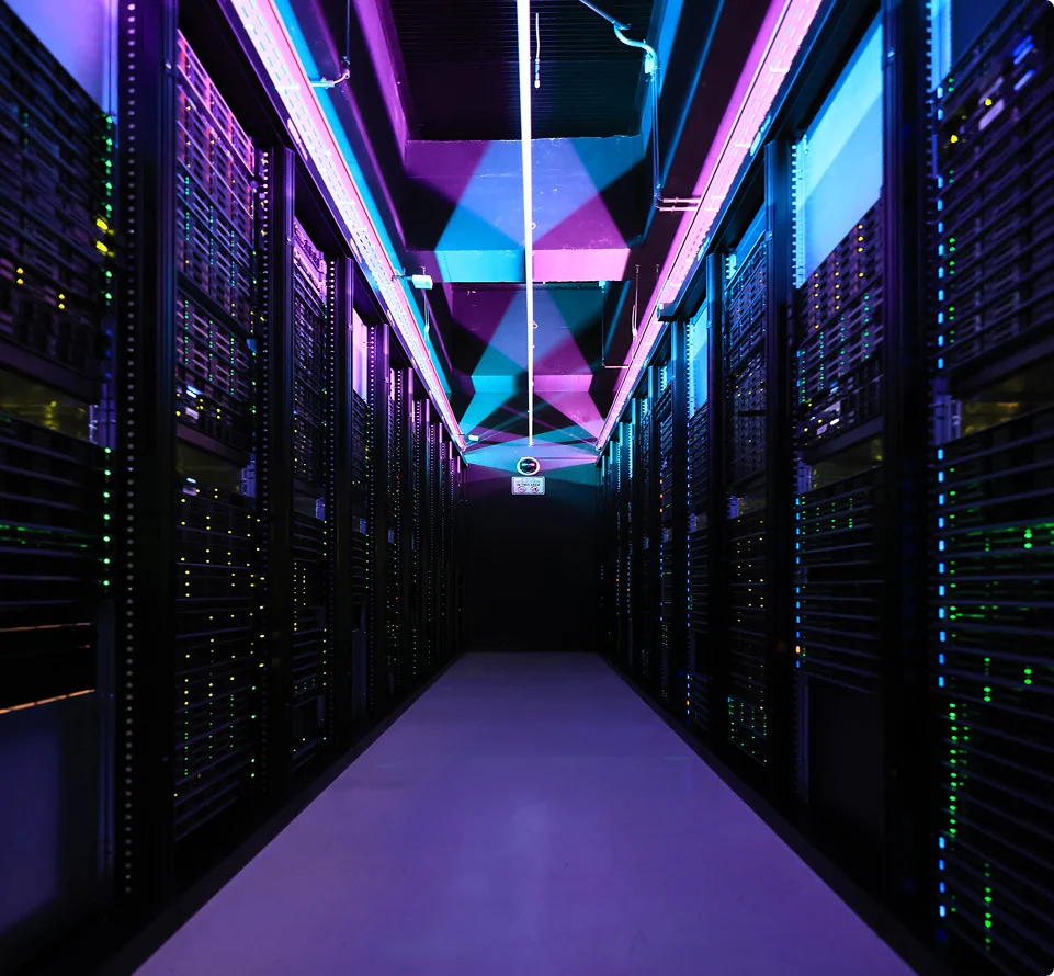 Corridor with servers on the right and left