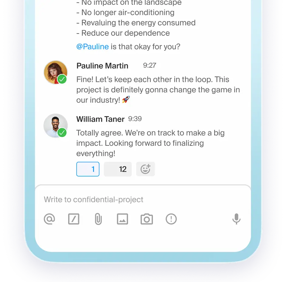 Interfaccia dell'app kChat