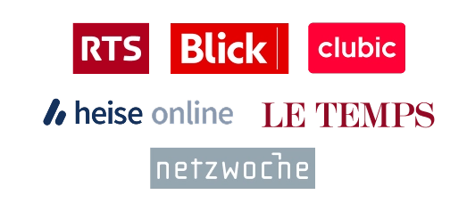 RTS, Blick, clubic, heise online, Le Temps, Netzwoche