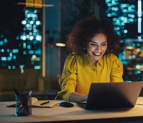 Illustration of a woman working on a computer