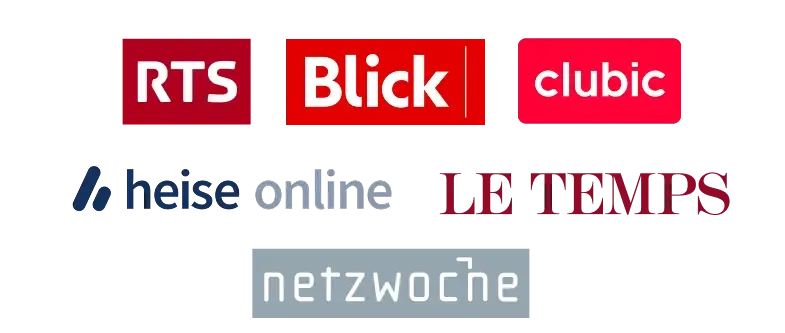 Vários logótipos de meios de comunicação social