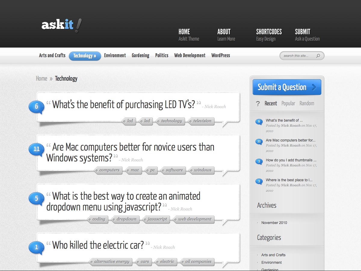 Nuestros temas WordPress - AskIt