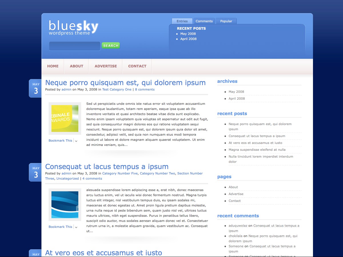 Unsere WordPress-Themes - BlueSky