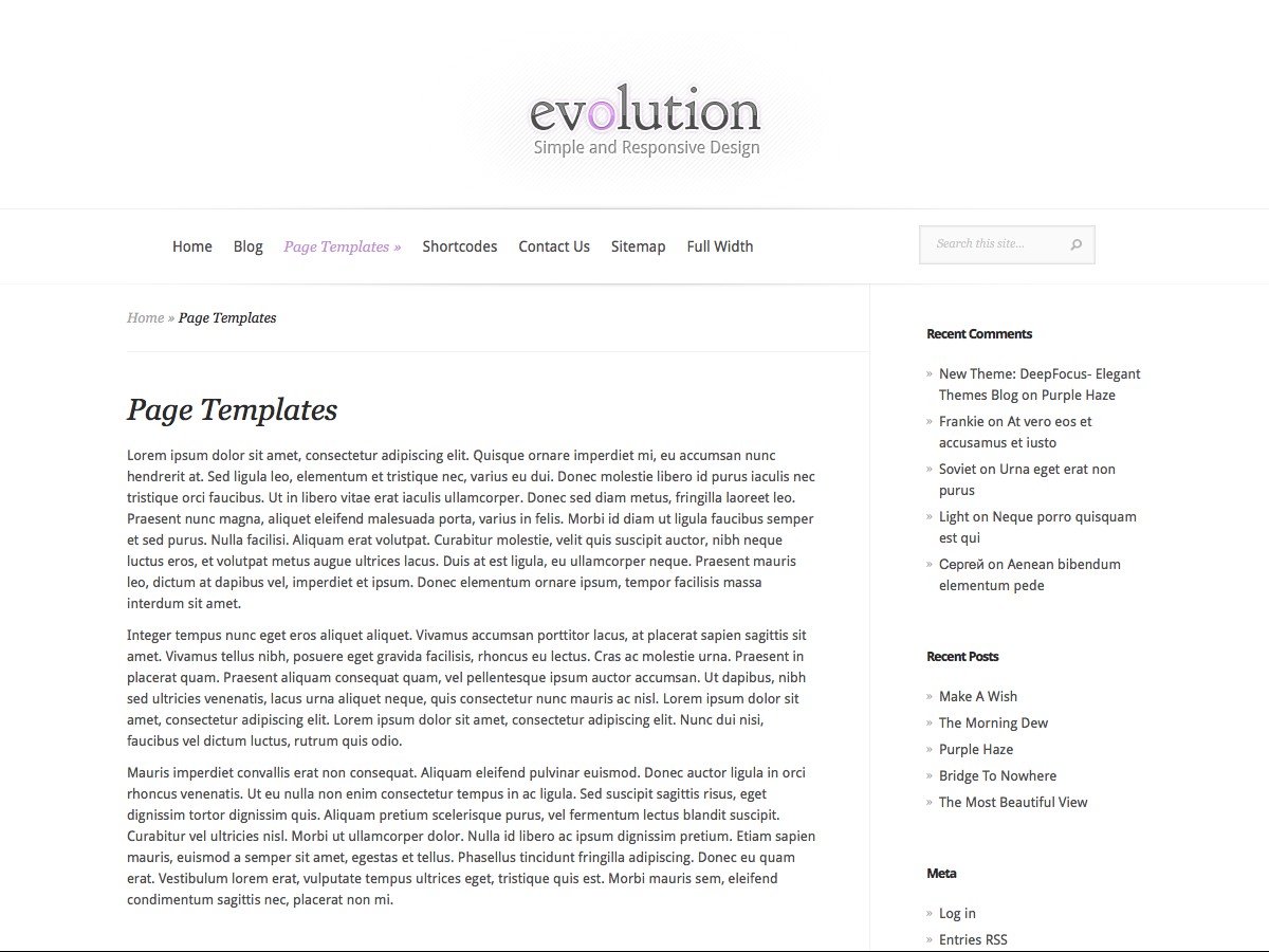 Our WordPress themes - Evolution