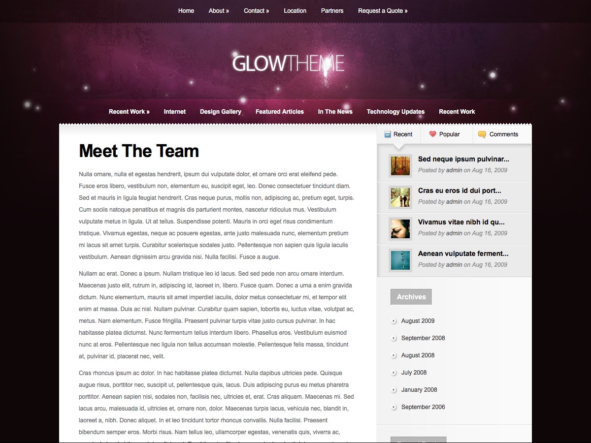 Our WordPress themes - Glow
