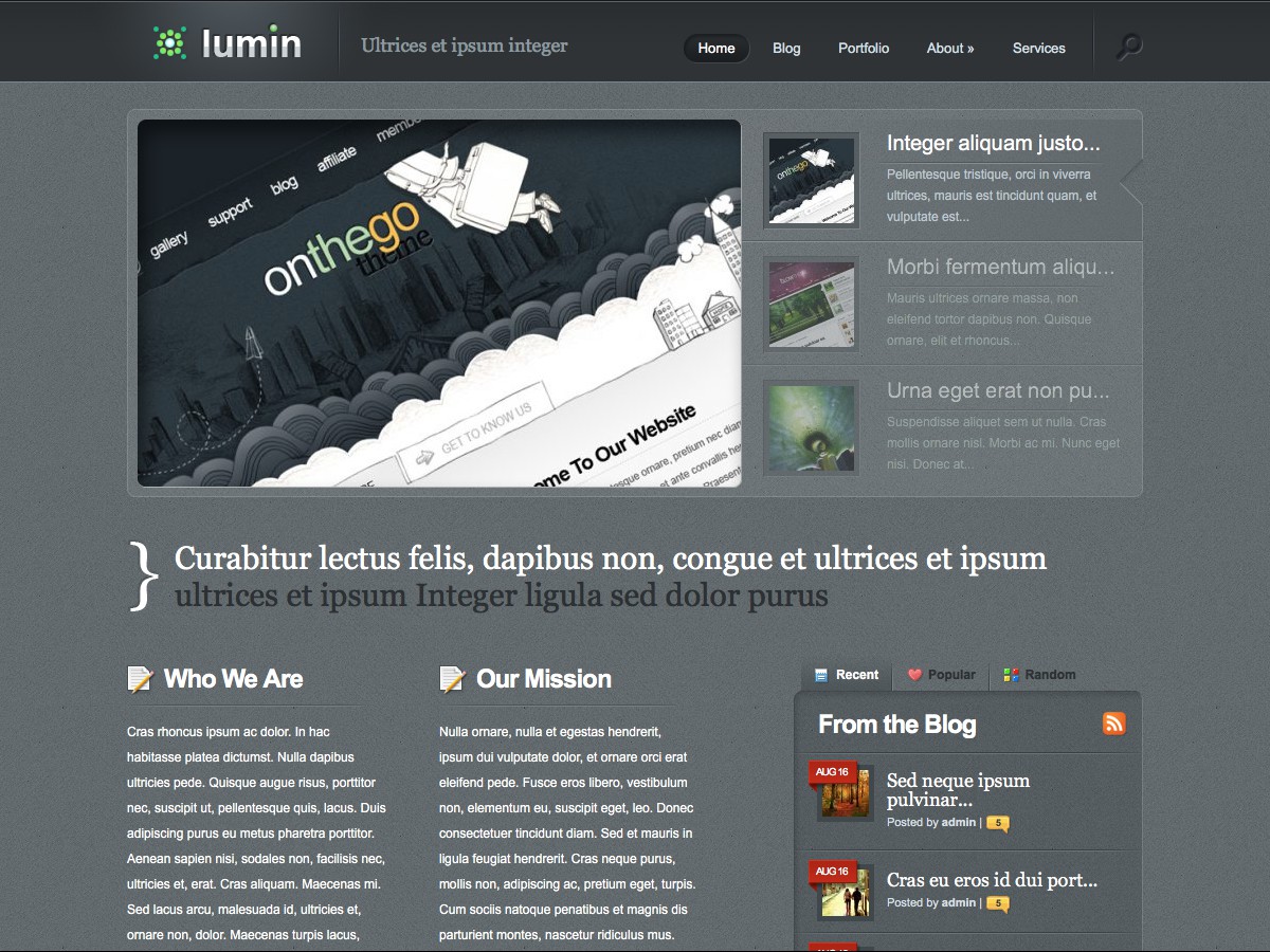 Our WordPress themes - Lumin