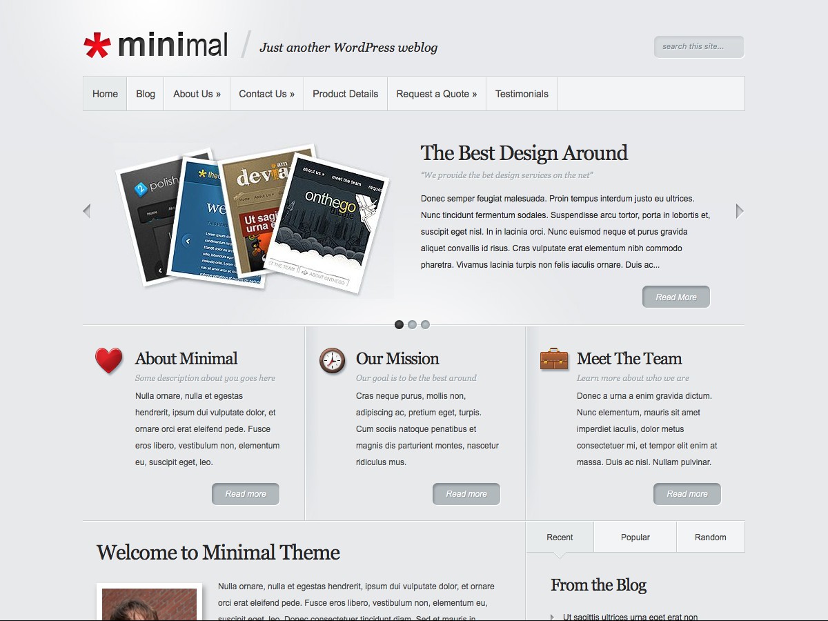Our WordPress themes - Minimal