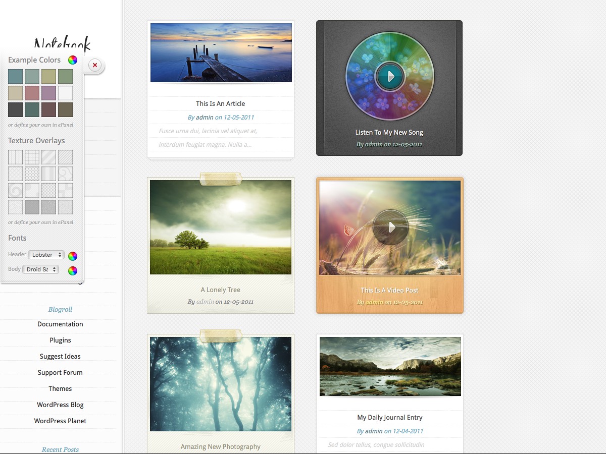 Our WordPress themes - Notebook