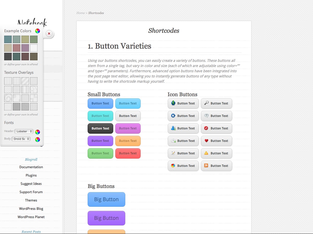 Our WordPress themes - Notebook