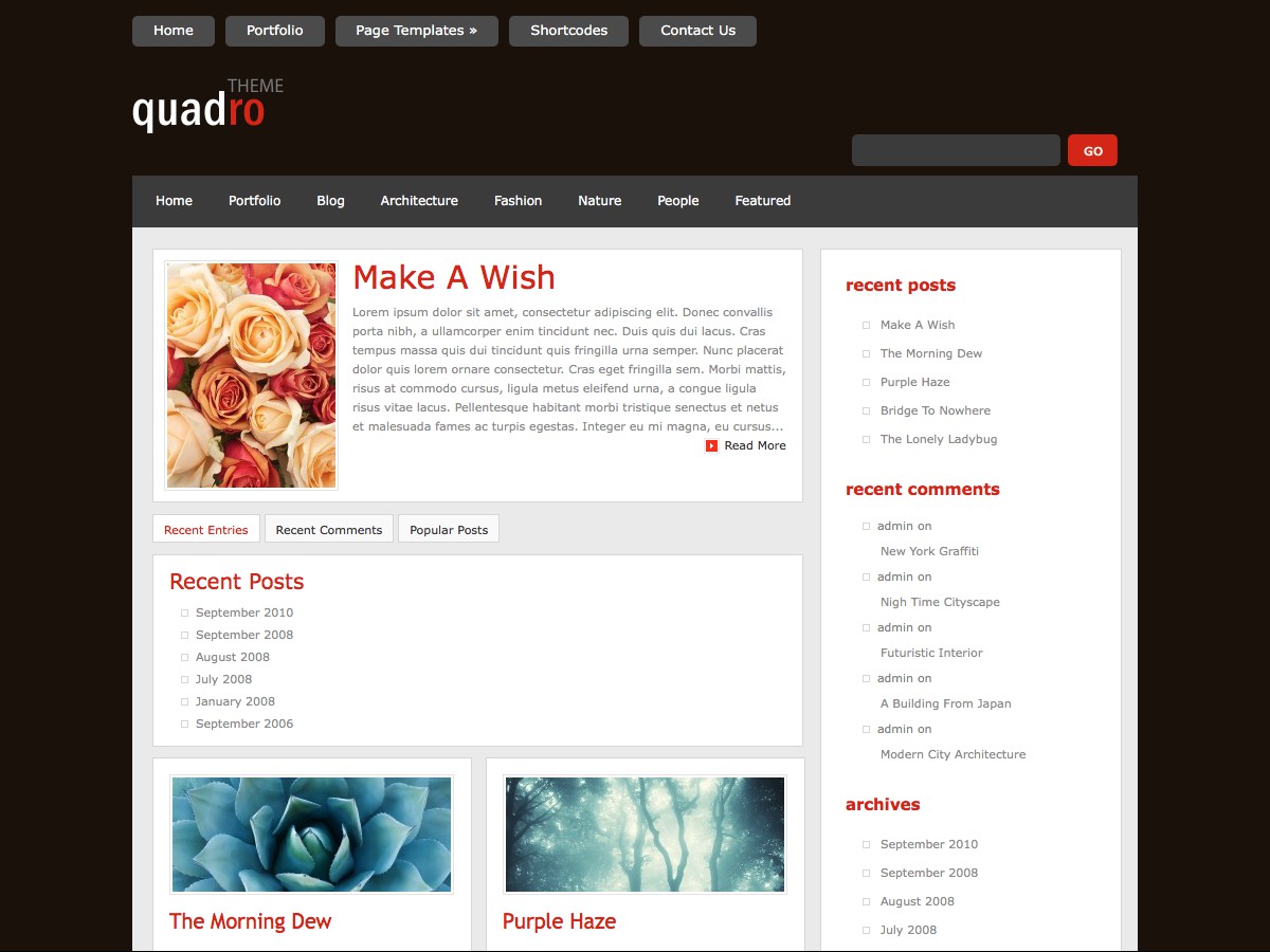 Nuestros temas WordPress - Quadro
