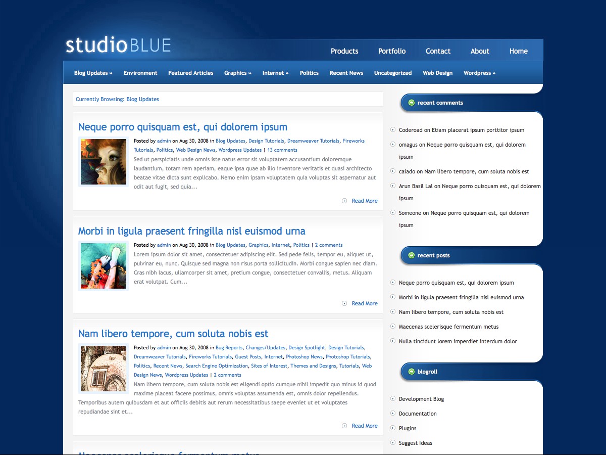 Our WordPress themes - StudioBlue