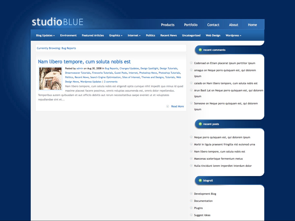 Our WordPress themes - StudioBlue